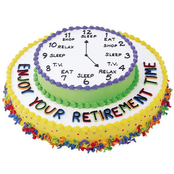 Fun Retirement Clock Cream Cake