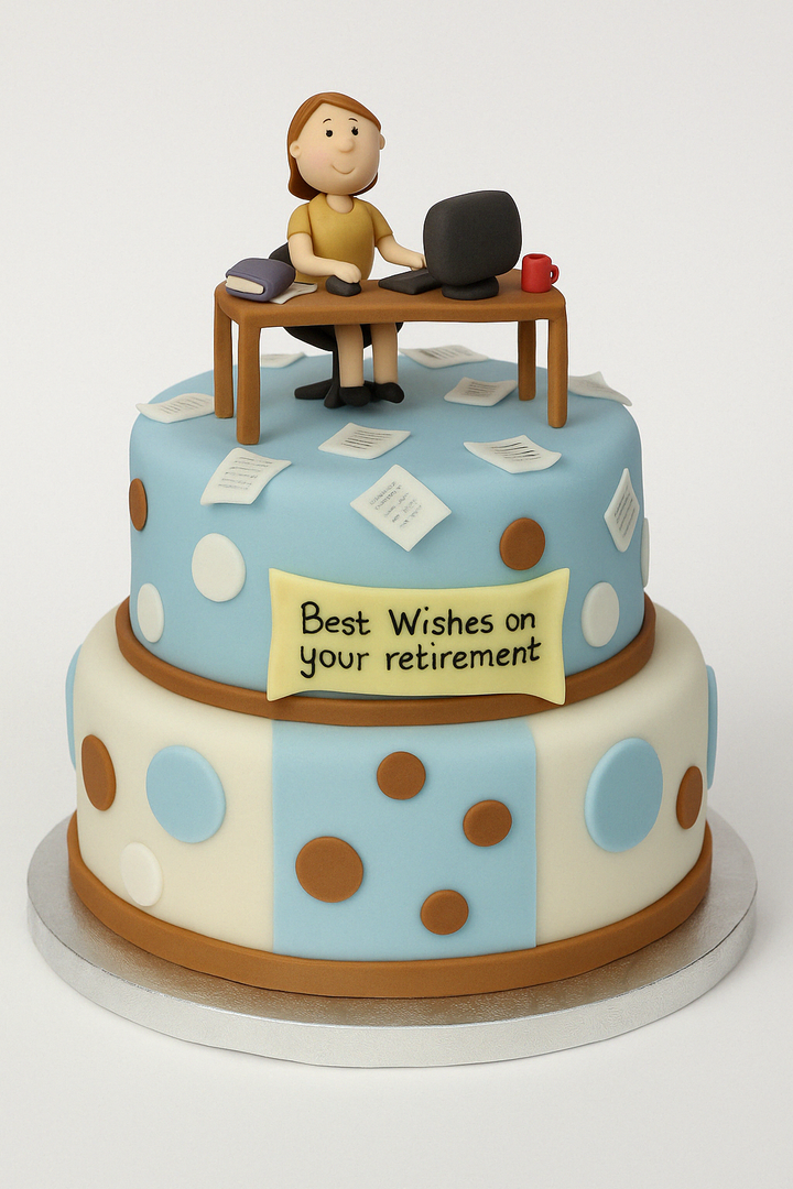 Office Farewell Retirement Fondant Cake