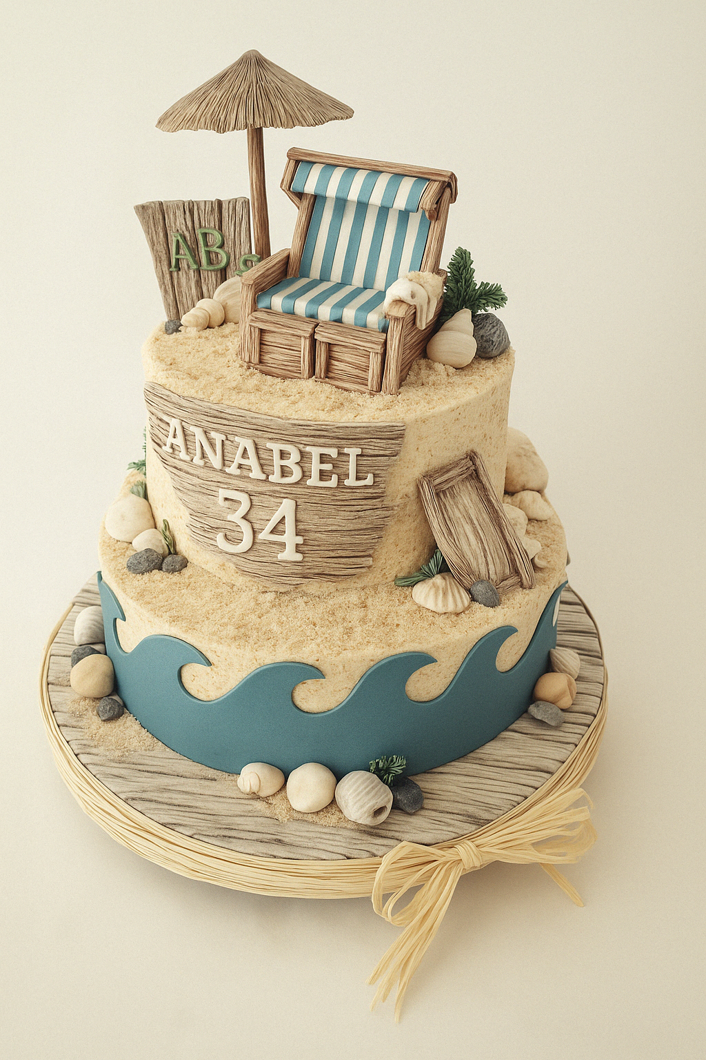 Beach Retreat Theme Celebration Cake