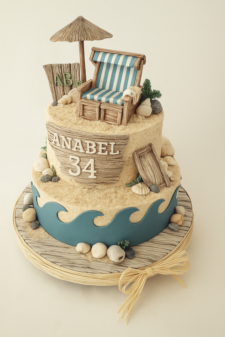 Beach Retreat Theme Celebration Cake