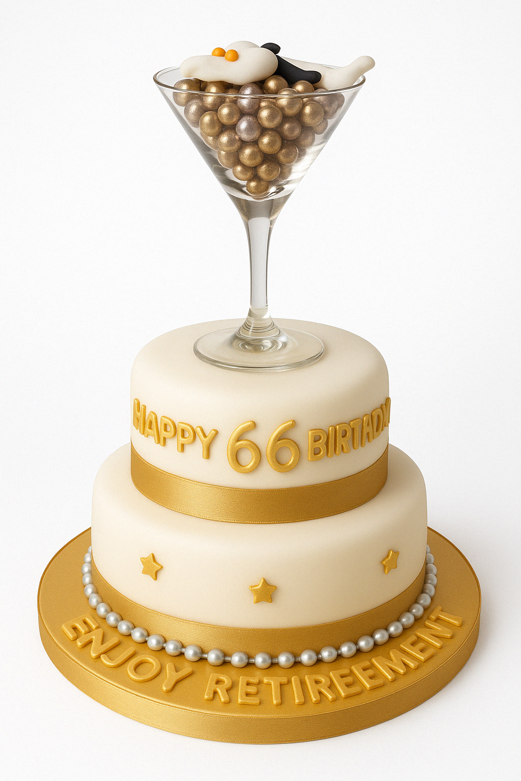 Golden Cheers Retirement Fondant Cake