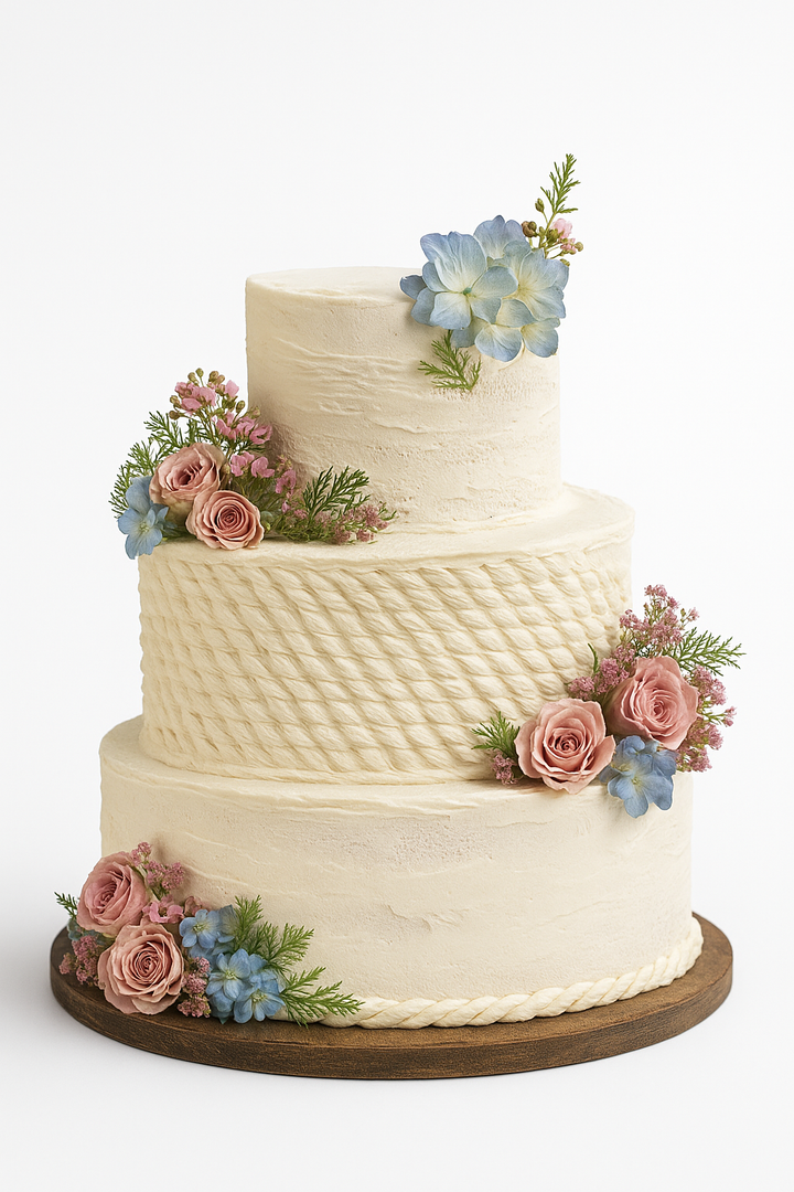 Rustic Bloom Cream Tier Cake