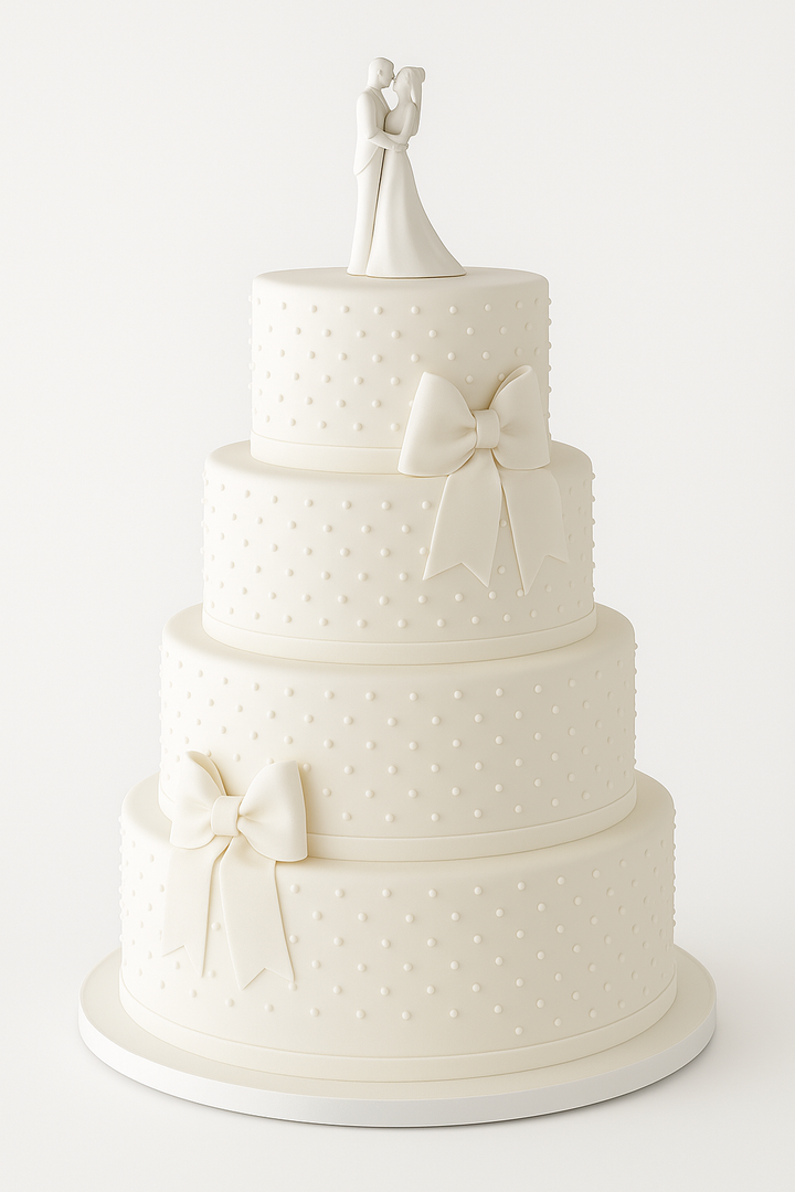 Classic Ivory Bow Wedding Fondant Cake