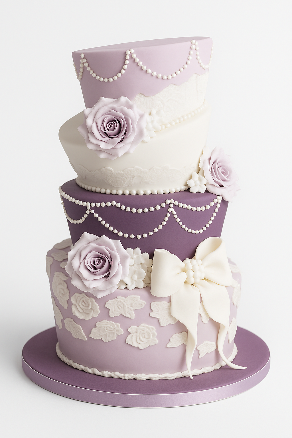 Lavender Pearl Rose Combination Cake