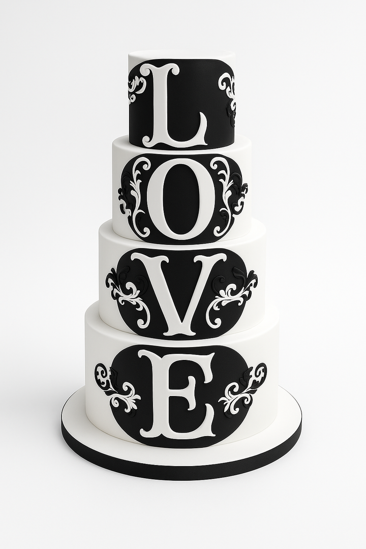Monochrome Love Statement Combination Cake