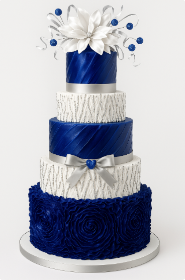 Royal Blue Blossom Combination Cake