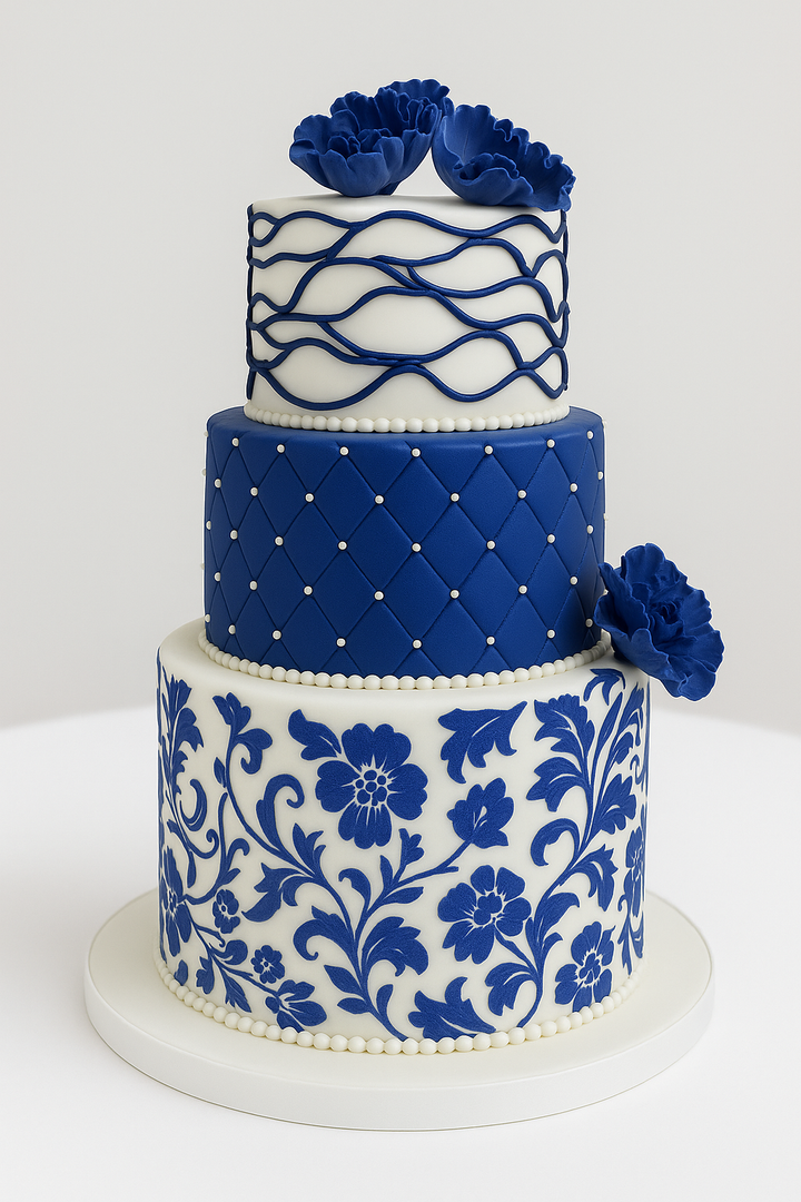 Royal Blue Elegance Combination Cake