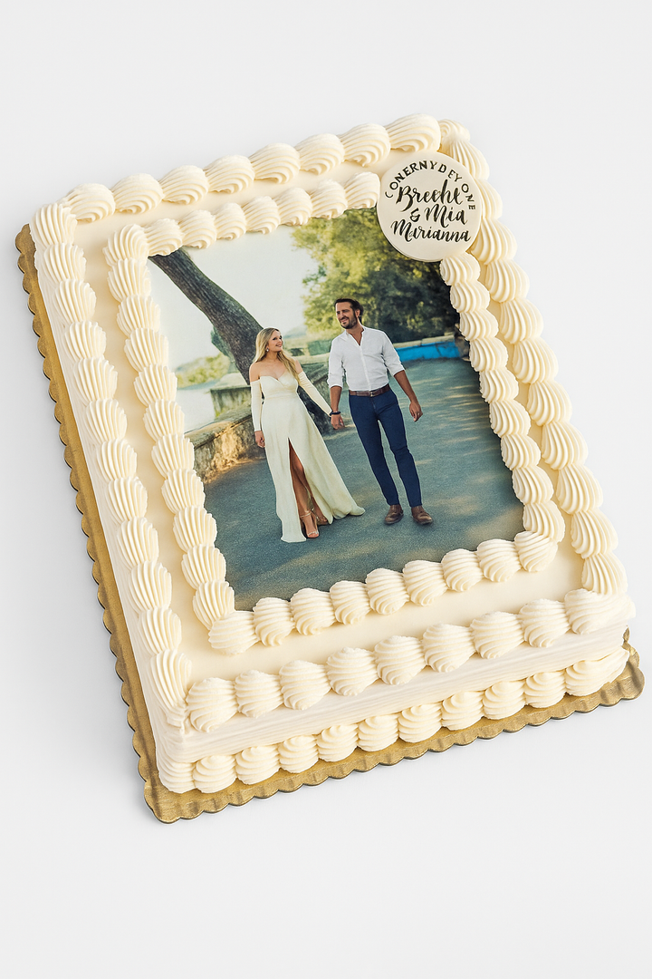 Elegant Personalised Photo Cream Cake