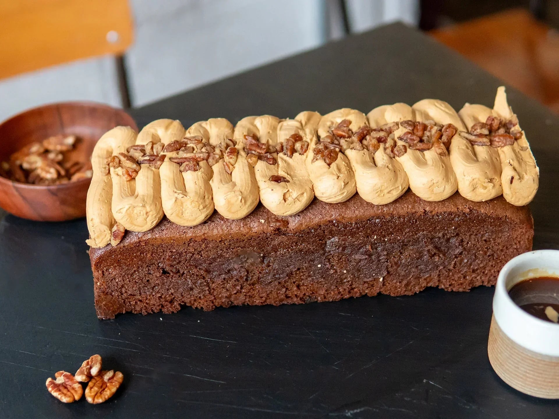 Coffee Peacon & Walnut Slice Cake