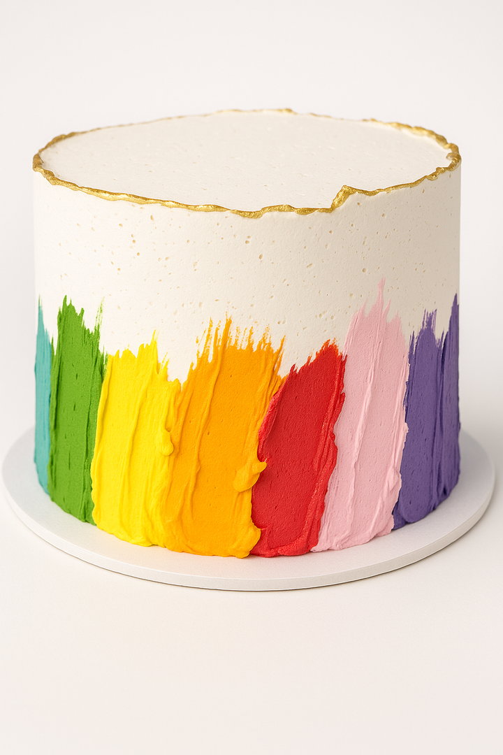 Rainbow Brushstroke Cream Cake