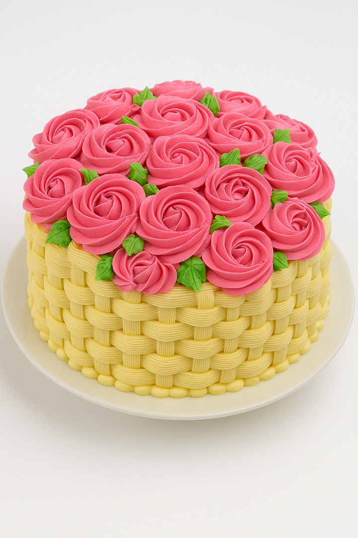 Floral Basket Weave Cake