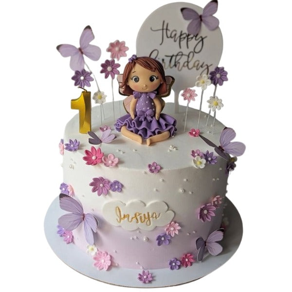 Enchanted Fairy Garden First Birthday Cake