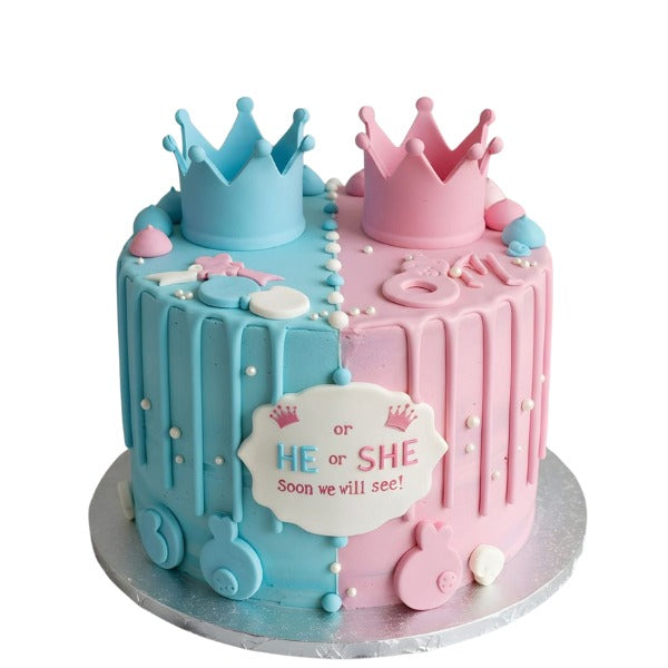 Gender Reveal Crown Cake