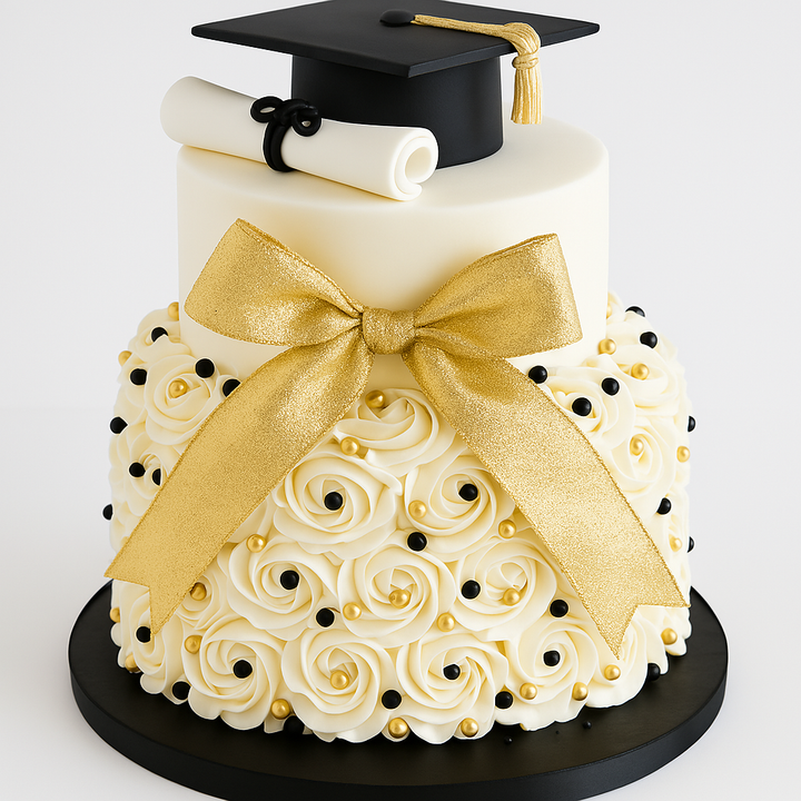 Golden Glory Graduation Cake