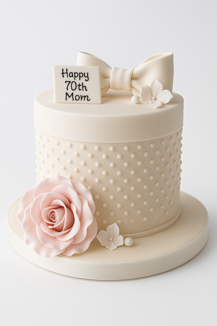 Graceful Rose & Bow Mom Cake
