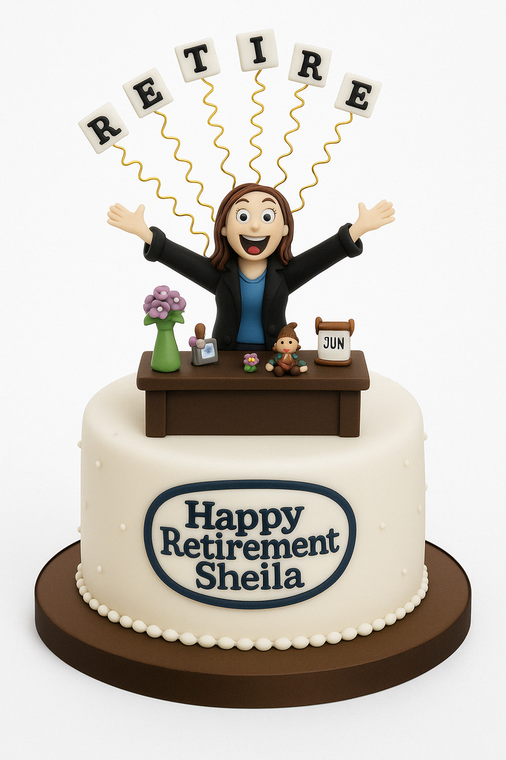 Joyful Desk-Themed Retirement Celebration Cake