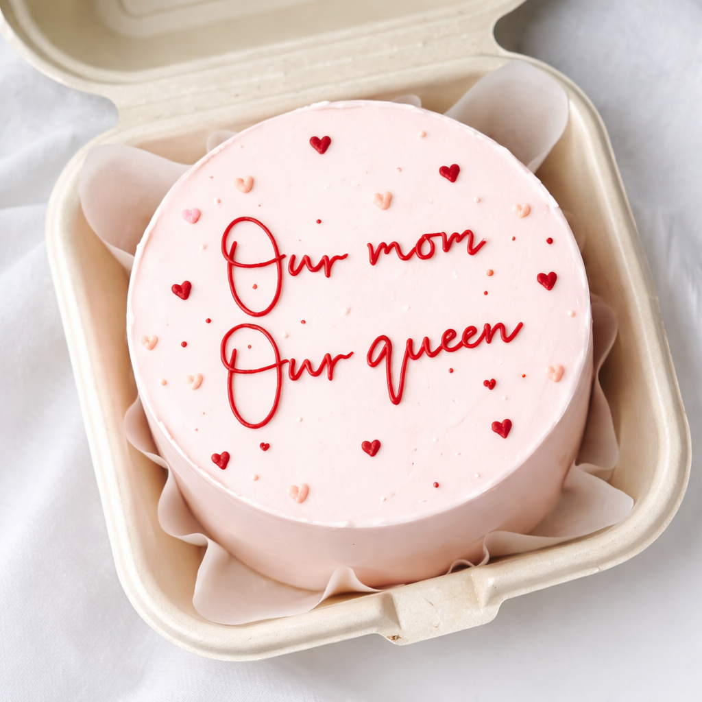 "Our Mom, Our Queen" Bento Cream Cake