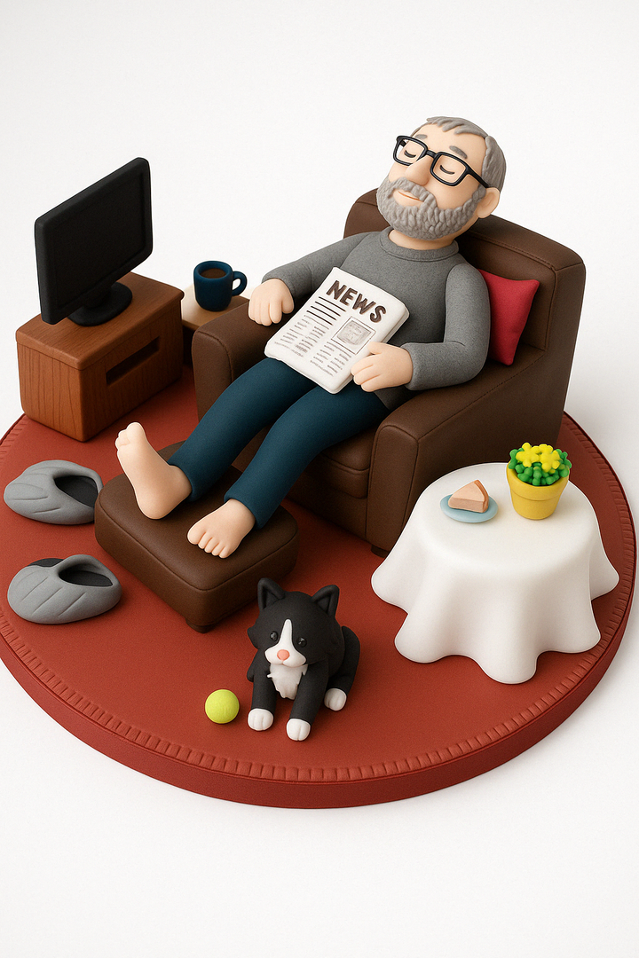 Relaxed Retired Figurine Fondant Cake