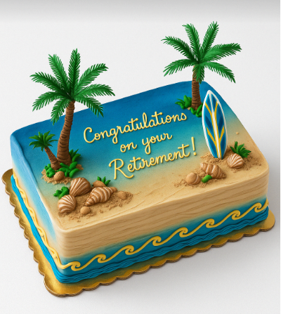 Sandy Shores Retirement Celebration Cake
