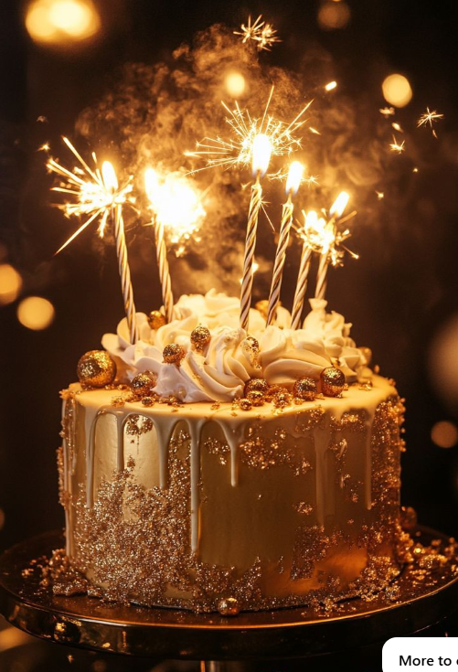 Golden Sparkler Celebration Cream Cake