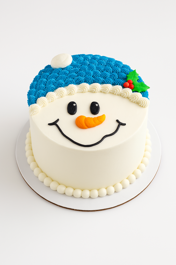 Smiling Snowman Christmas Cream Cake