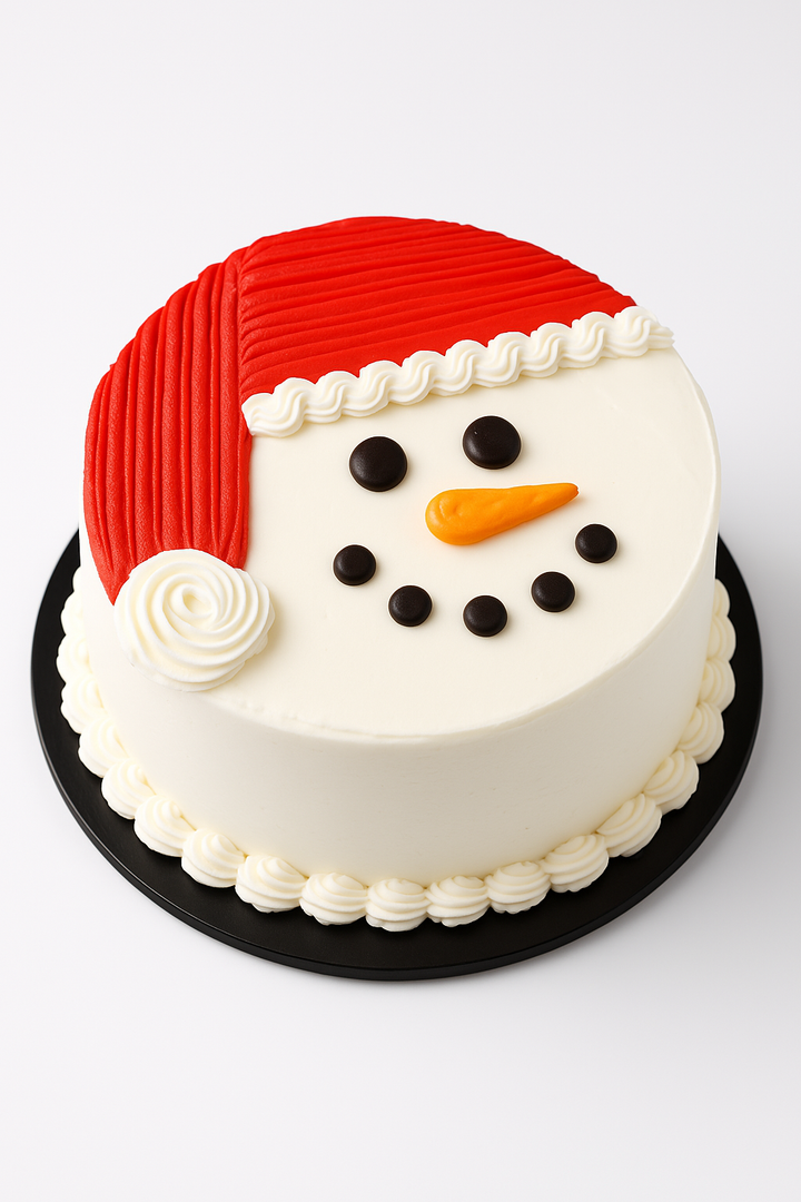 Snowman Face Christmas Cream Cake