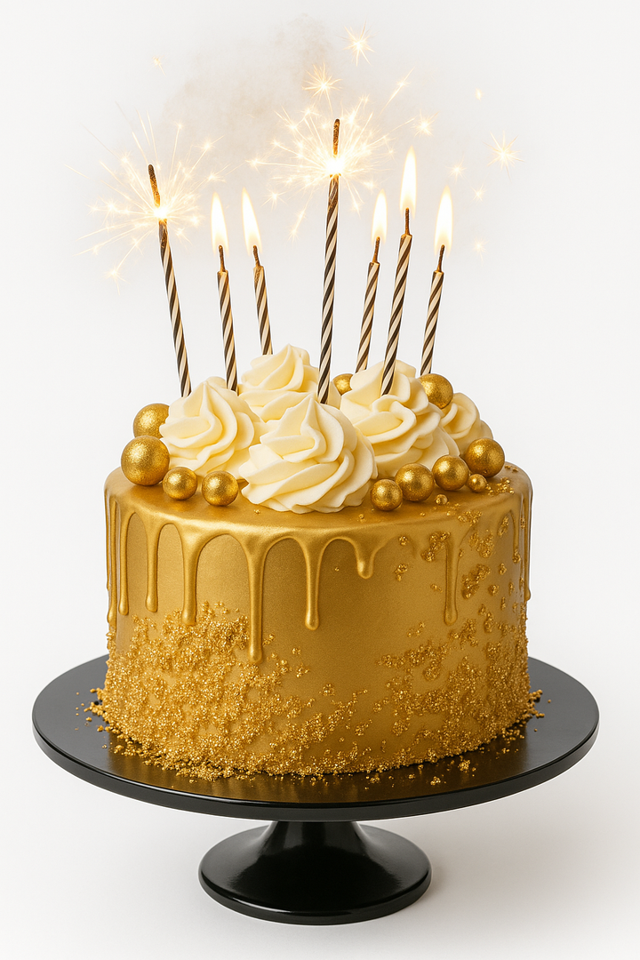 Sparkling Gold Celebration Cream Cake
