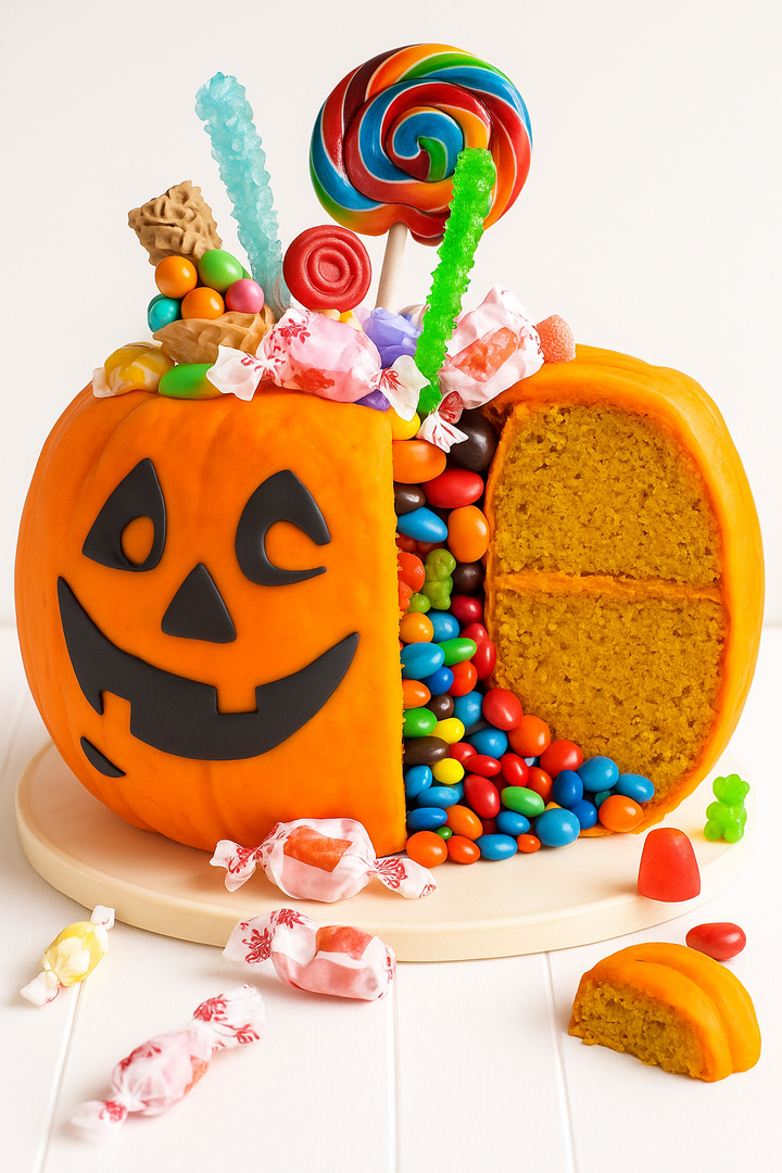 Trick-or-Treat Surprise Pumpkin Cake