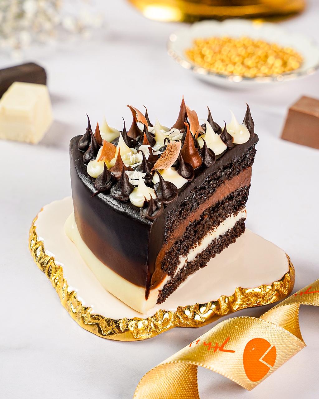Triple Chocolate Fudge Slice Cake