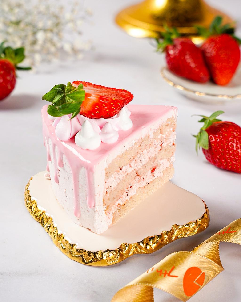 Strawberries & Cream Slice Cake